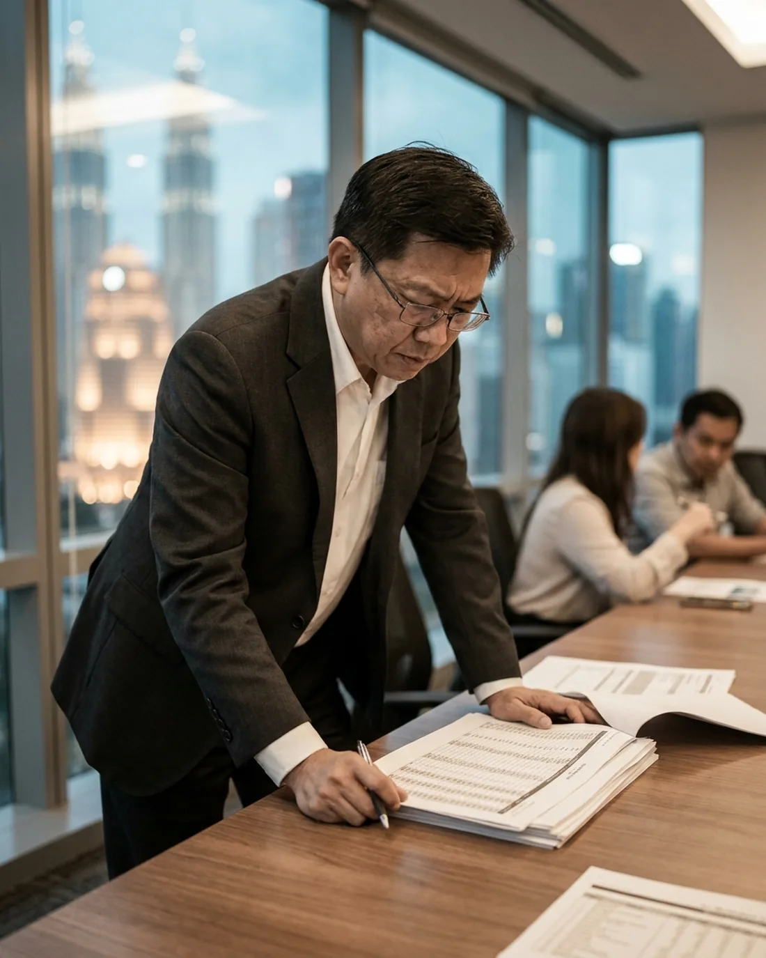 A fractional CFO at work in a Kuala Lumpur business setting